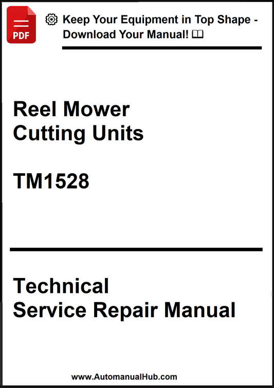 Technical service repair manual for reel mower cutting units with a download offer.