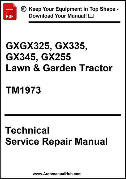Technical service repair manual for lawn and garden tractors on a white background