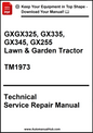 Technical service repair manual for lawn and garden tractors on a white background