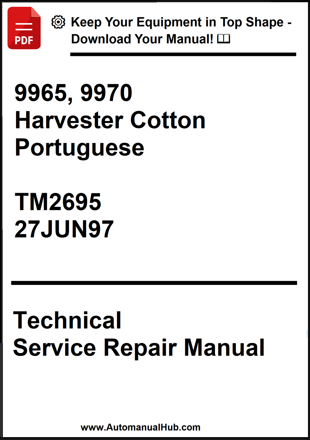 Technical Service Repair Manual for Harvester Cotton equipment in Portuguese