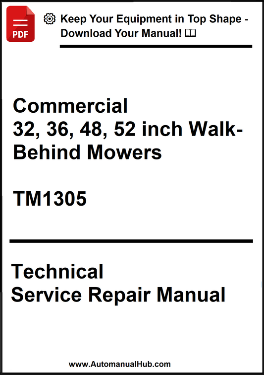 Technical service repair manual for commercial walk-behind mowers on a white background