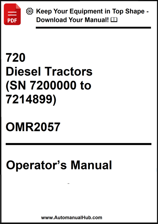 John Deere 720 Diesel Tractors (SN 7200000 to 7214899) Operator’s Manual OMR2057 - PDF