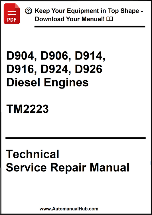 Technical service repair manual for diesel engines on a white background