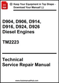 Technical service repair manual for diesel engines on a white background