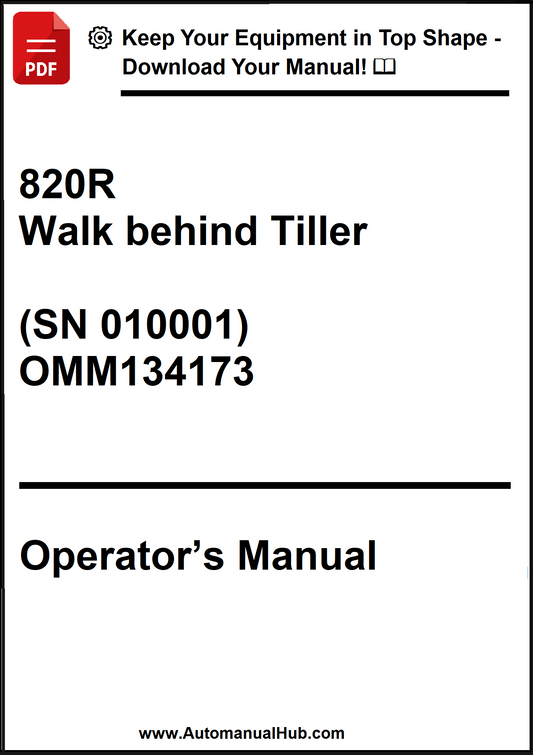John Deere 820R Walk behind Tiller (SN 010001) Operator's Manual OMM134173 - PDF