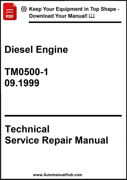 Technical Service Repair Manual for diesel engine with publication details on a white background