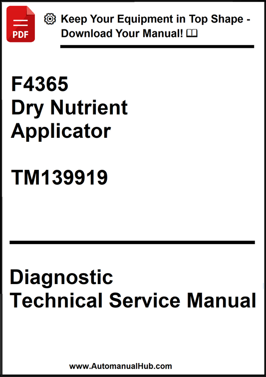 Technical service manual for a dry nutrient applicator with text and a download prompt.