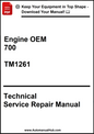 Technical Service Repair Manual for Engine OEM 700 with model number TM1261 on a white background.