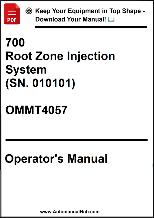John Deere 700 Root Zone Injection System (SN. 010101) Operator's Manual OMMT4057 - PDF