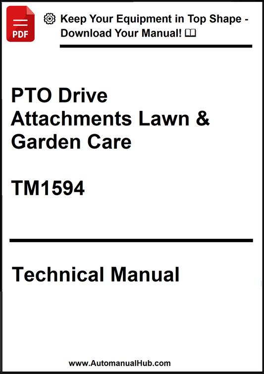 Technical manual cover for PTO Drive Attachments Lawn & Garden Care with model number TM1594.
