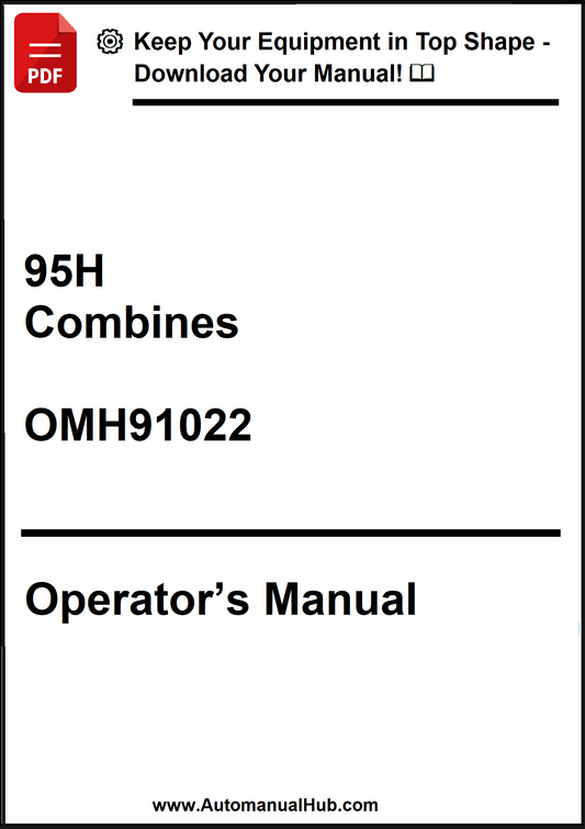 Operator's manual cover for 95H Combines with model number OMH91022 on a white background.