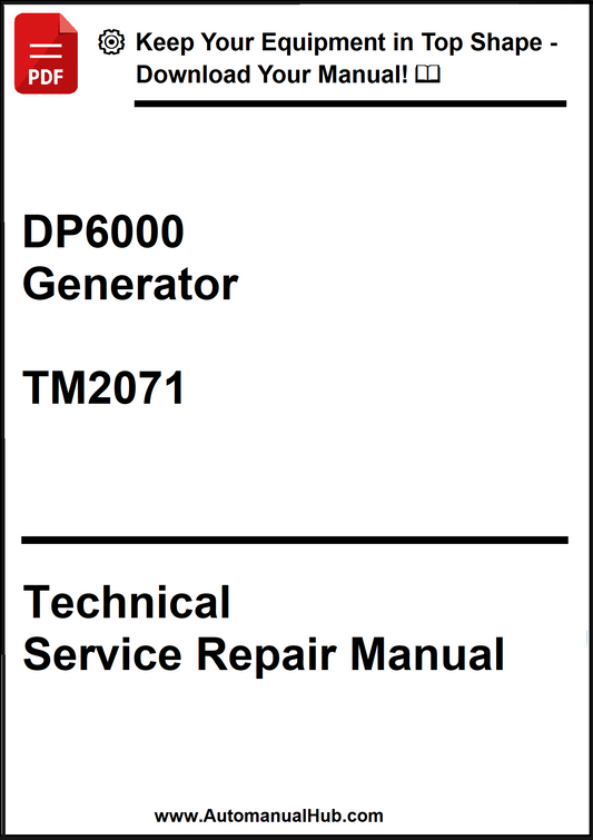 Technical Service Repair Manual for DP6000 Generator TM2071 on a white background