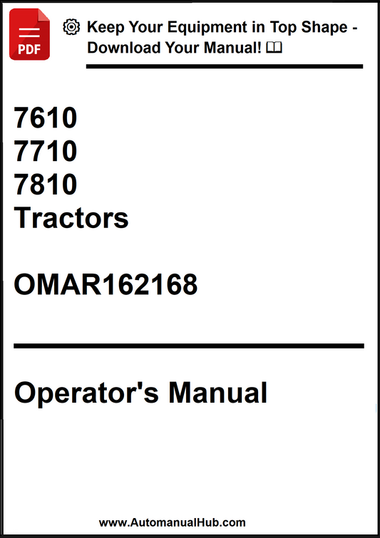 John Deere 7610, 7710 and 7810 Tractors Operator’s Manual OMAR162168 - PDF