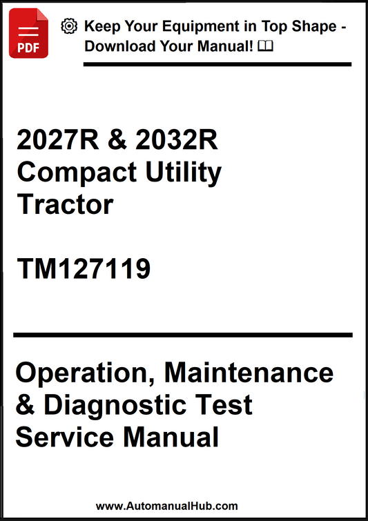Manual cover for 2027R & 2032R Compact Utility Tractor with text and logo.