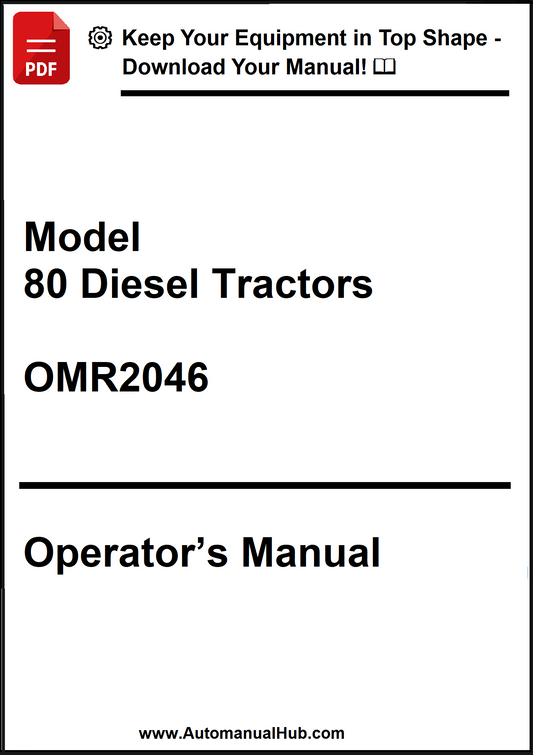 Operator's manual for Model 80 Diesel Tractors with a download prompt at the top.