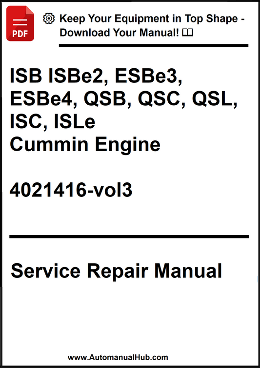 Service repair manual for Cummin Engine models on a white background