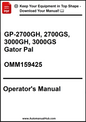 Operator's manual for Gator Pal models GP-2700GH, 2700GS, 3000GH, 3000GS with a download prompt.