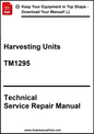 Technical Service Repair Manual for Harvesting Units with text and website URL on a white background