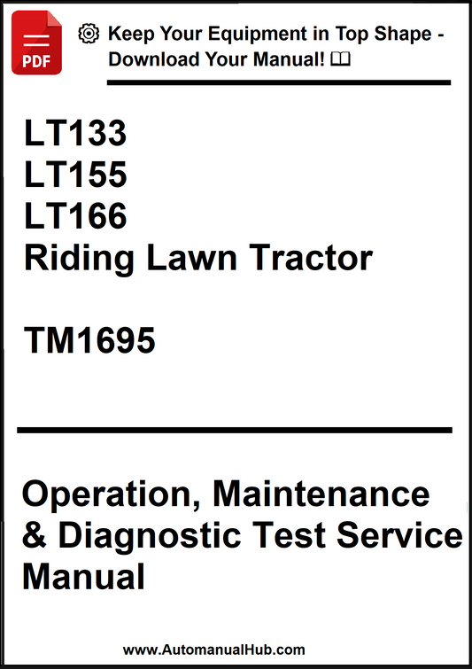 Manual cover for riding lawn tractor with model numbers and service manual details.
