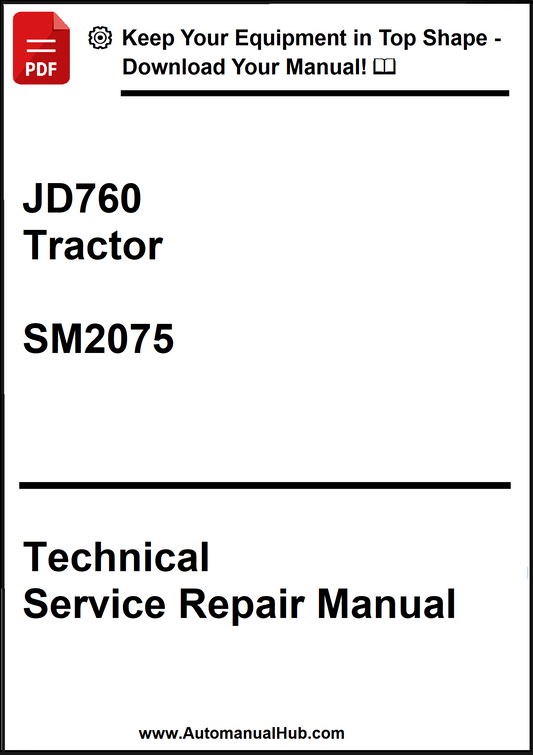 Technical Service Repair Manual for JD760 Tractor SM2075 on a white background