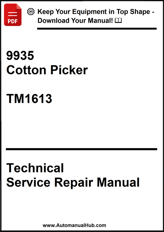Technical service repair manual for a cotton picker model 9935 with part number TM1613 on a white background.