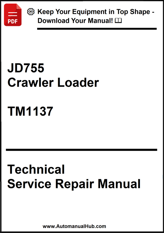 Technical Service Repair Manual for JD755 Crawler Loader with download information.