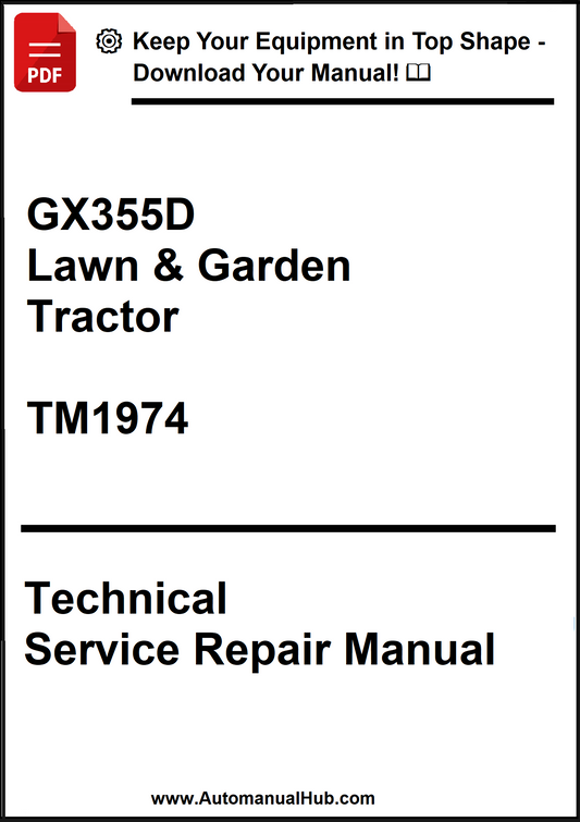 Technical Service Repair Manual for GX355D Lawn & Garden Tractor on a white background