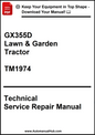 Technical Service Repair Manual for GX355D Lawn & Garden Tractor on a white background