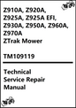 John Deere Z910A, Z920A, Z925A, Z925A EFI, Z930A, Z950A, Z960A, Z970A ZTrak Mower Technical Service Repair Manual TM109119 - PDF
