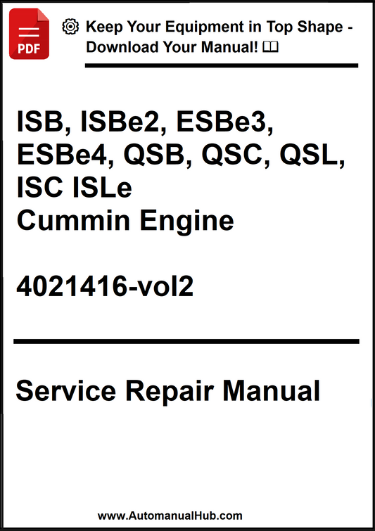 Service repair manual for Cummin Engine models on a white background