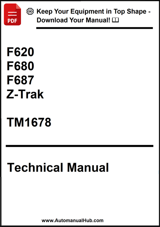 Technical manual cover for F620, F680, F687, Z-Trak models with promotional text at the top.