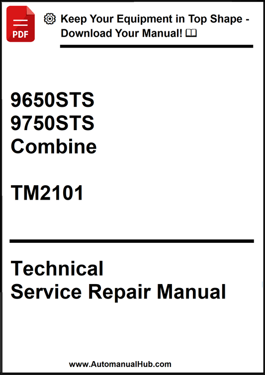 Technical Service Repair Manual for 9650STS, 9750STS Combine with TM2101 on a white background.