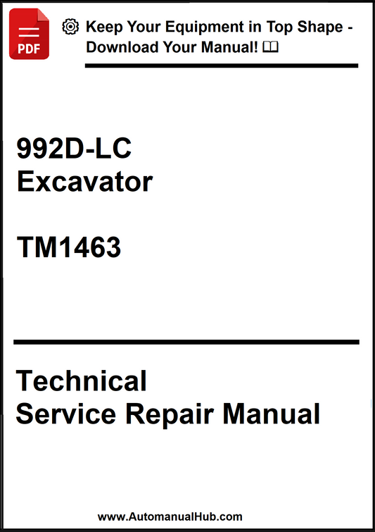 Technical Service Repair Manual for 992D-LC Excavator model TM1463 on a white background