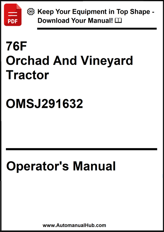 John Deere 76F Orchad And Vineyard Tractor Operator's Manual OMSJ291632 - PDF