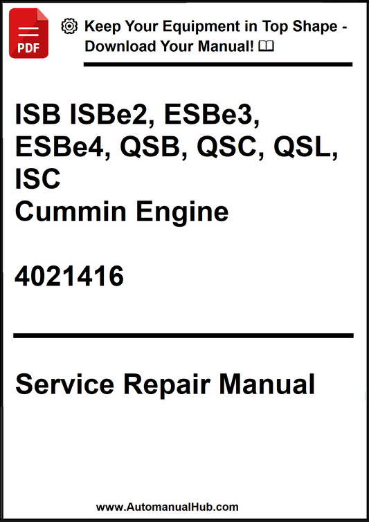 Service repair manual for Cummin Engine models on a white background