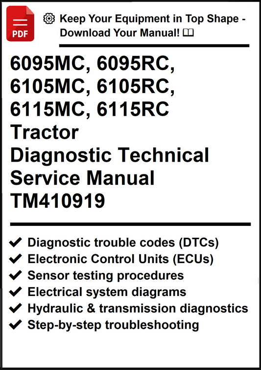 John Deere 6095MC, 6095RC, 6105MC, 6105RC, 6115MC, 6115RC Tractor Diagnostic Technical Service Manual TM410919 - PDF