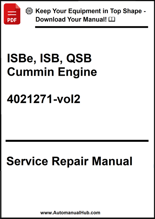 Service repair manual for ISBe, ISB, QSB Cummin Engine on a white background