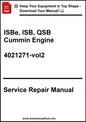Service repair manual for ISBe, ISB, QSB Cummin Engine on a white background