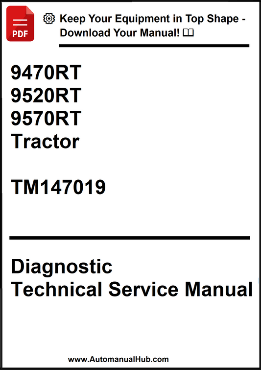 Diagnostic technical service manual for John Deere tractors on a white background