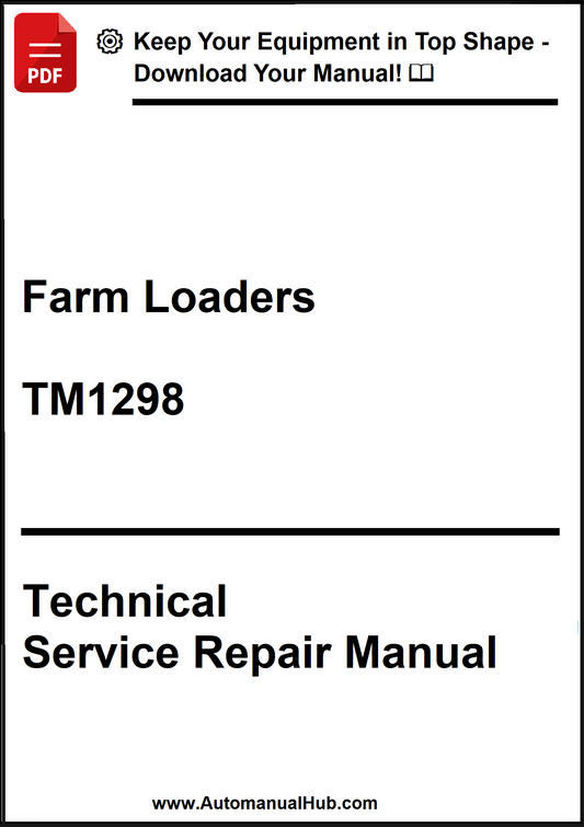 Technical Service Repair Manual for Farm Loaders with a download prompt on a white background