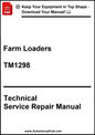 Technical Service Repair Manual for Farm Loaders with a download prompt on a white background