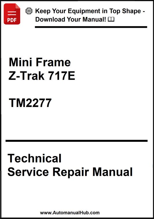 Technical service repair manual for Mini Frame Z-Trak 717E with a download offer on a white background.
