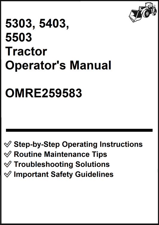 John Deere 5303, 5403, 5503 Tractor Operator's Manual OMRE259583 - PDF