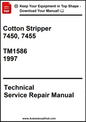 Technical service repair manual for Cotton Stripper 7450, 7455 with publication details.