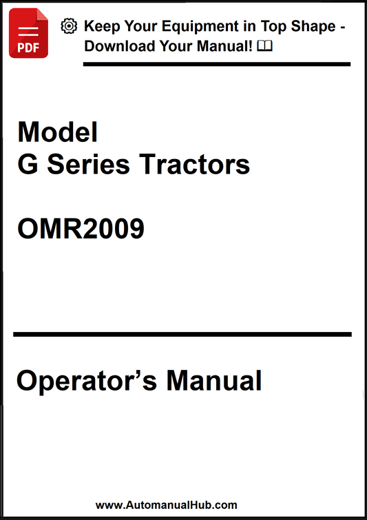 Operator's manual for Model G Series Tractors with a download prompt at the top.