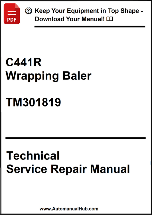 Technical service repair manual for C441R Wrapping Baler with contact information at the bottom.