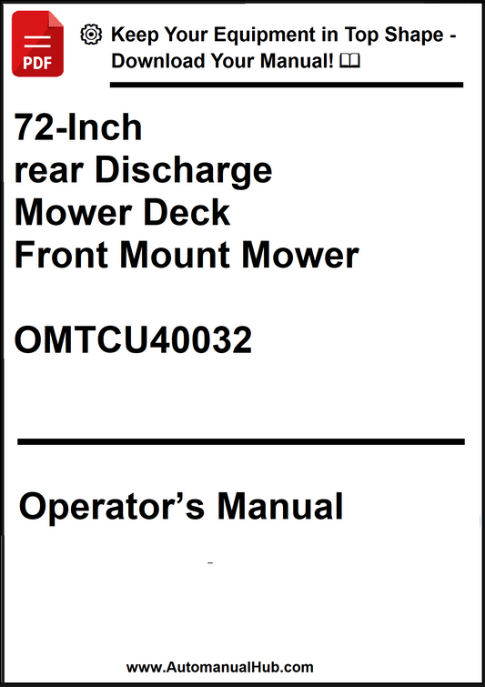 John Deere 72-Inch rear Discharge Mower Deck For Front Mount Mower Operator's Manual OMTCU40032 - PDF