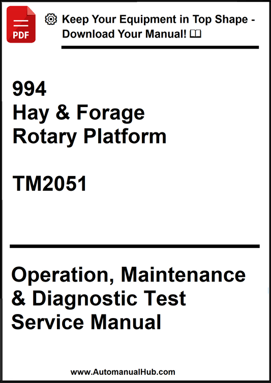 Manual cover for Hay & Forage Rotary Platform TM2051 with text on a white background
