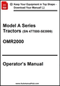Operator's manual for Model A Series Tractors with serial number range on a white background