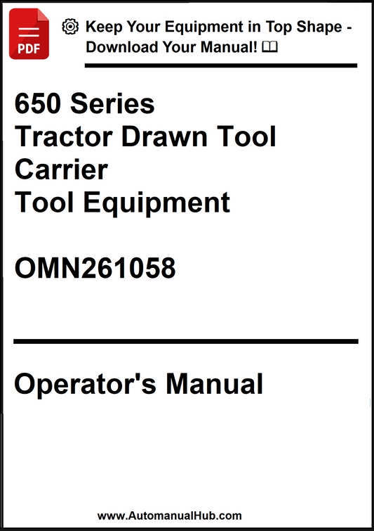 John Deere 650 Series Tractor Drawn Tool Carrier With Tool Equipment Operator's Manual OMN261058 - PDF
